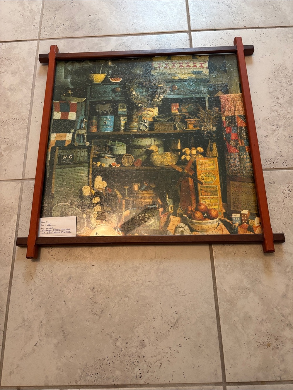 Vintage Kitchen Still Life Framed Wall Art - Brown Frame puzzle